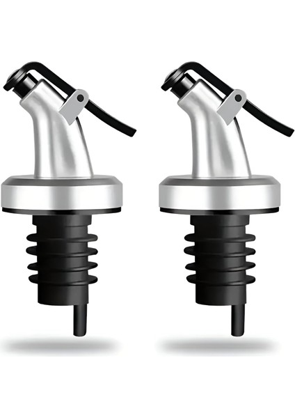 Krom Görünümlü Yağ Şişesi Damlalık Başlığı, Sızdırmaz Tasarım, 2&apos;li Set