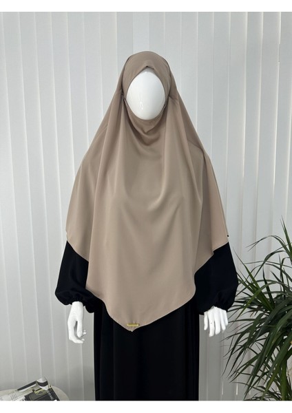 Tek Kat Medine Ipegi Pratik Bağlamalı Üçgen Sufle Eşarp Bej ,hijab ( Hac ve Umre Için Uygundur)