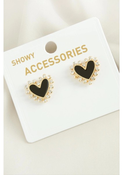 Kalp Sedef Taşlı Metal Küpe