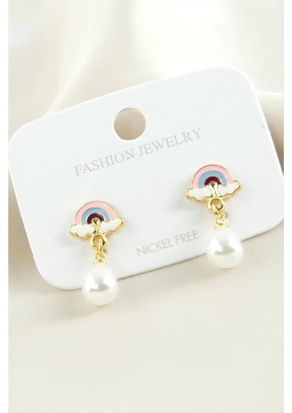 Gökkuşağı Mineli Inci Küpe