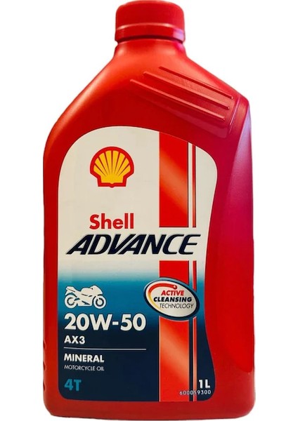 Shell Yağ 20/50 Advance 4t Ax3 Mineral 1 L Motosiklet Yağı