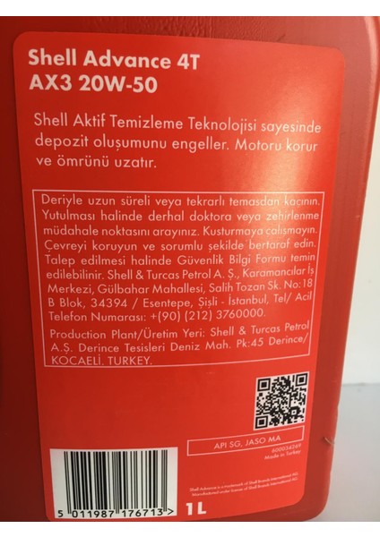 Shell Yağ 20/50 Advance 4t Ax3 Mineral 1 L Motosiklet Yağı fiyatları