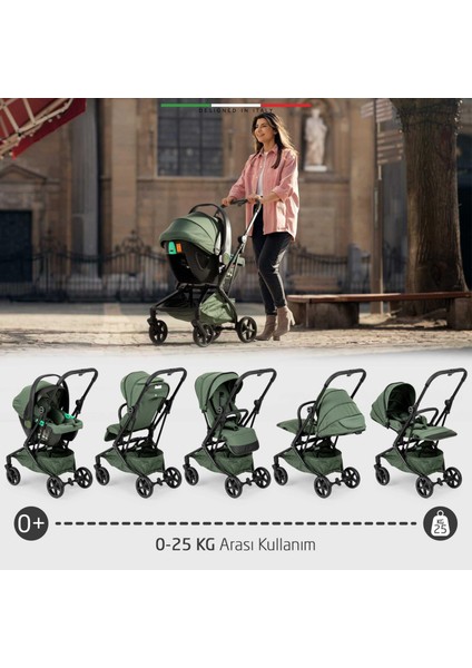 Rotativo Çift Yönlü Kabin Tipi Travel Bebek Arabası Yeşil fırsatları