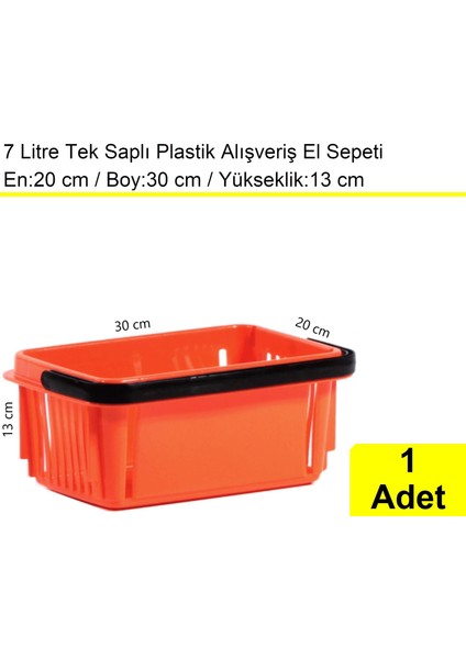 Plastik Kozmetik Alışveriş El Sepeti 7 Litre Turuncu 1 Adet