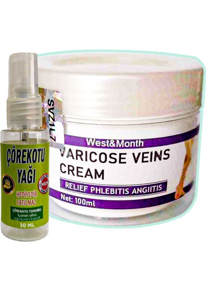 Varicose Veins 100 ml 1 Adet West&month Varislerinize Krem + Çörek Otu Yağı Teskin Yağı 30 ml