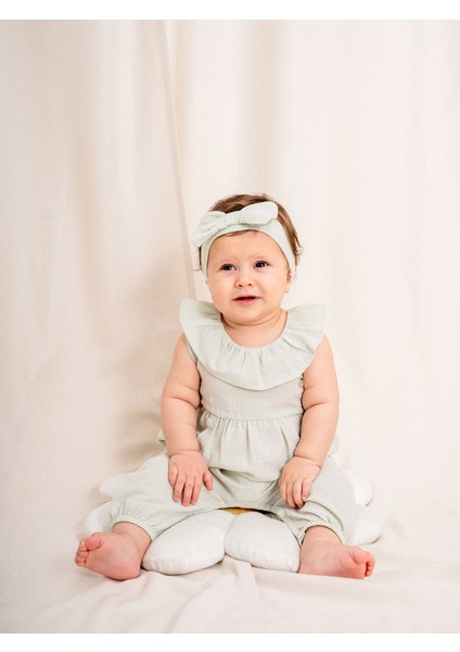 Şile Bezi Bebek Tulum ve Bandana Takım – 3-24 Ay