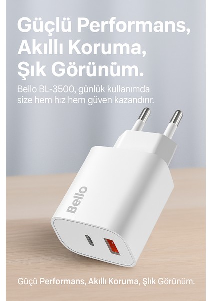 38W Type-C USB Şarj Cihaz BL-3500 Modeli Qc-Pd Teknolojisi Skillshipset Güvenli Hızlı Şarj