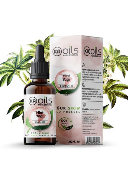 Hint Yağı 30 ml | Yoğun Kıvam & Soğuk Sıkım - Castor Oil | Kaş, Kirpik, Saç ve Cilt Bakımı | Cam Serum Şişesinde |%100 Saf ve Doğal