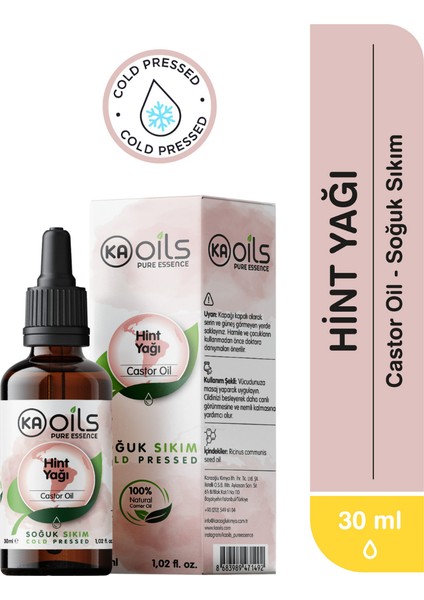 Hint Yağı 30 ml | Yoğun Kıvam & Soğuk Sıkım - Castor Oil | Kaş, Kirpik, Saç ve Cilt Bakımı | Cam Serum Şişesinde |%100 Saf ve Doğal fiyatları