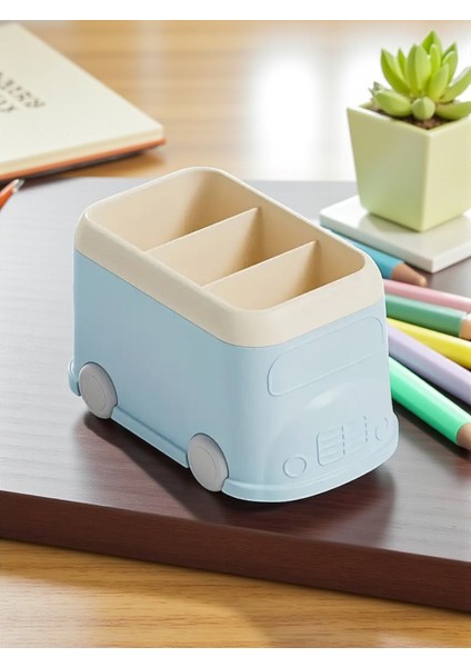 Retro Otobüs Kalemlik ve Masaüstü Organizer - Pastel Mavi (19X12X11 Cm) fiyatları