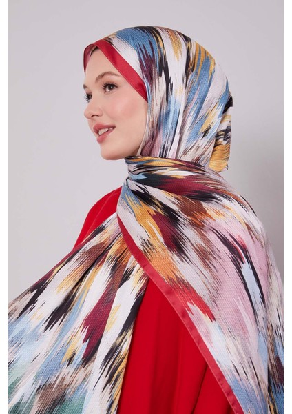 Vişne Alacalı Desen Twill Şal