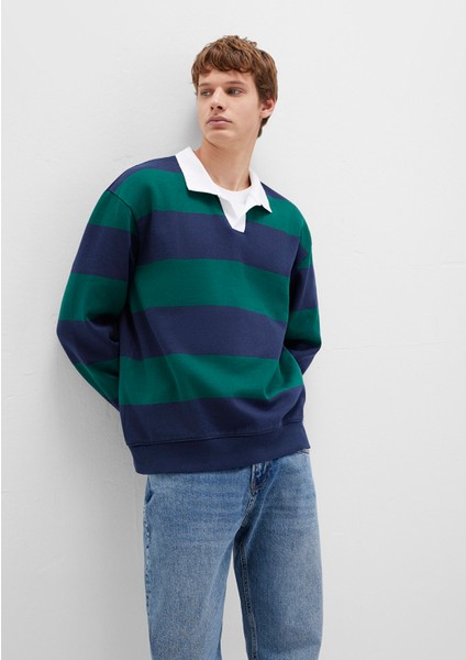 Blok Renkli Bisiklet Yaka Sweatshirt 0S10491-70497