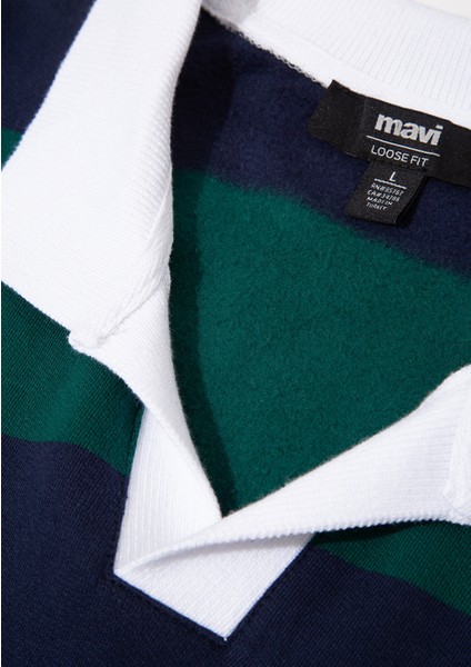 Blok Renkli Bisiklet Yaka Sweatshirt 0S10491-70497