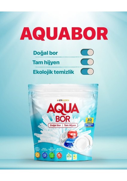 Aqua Bor Bulaşık Makinası Kapsülü 30'lu x 6 Paket fiyatları