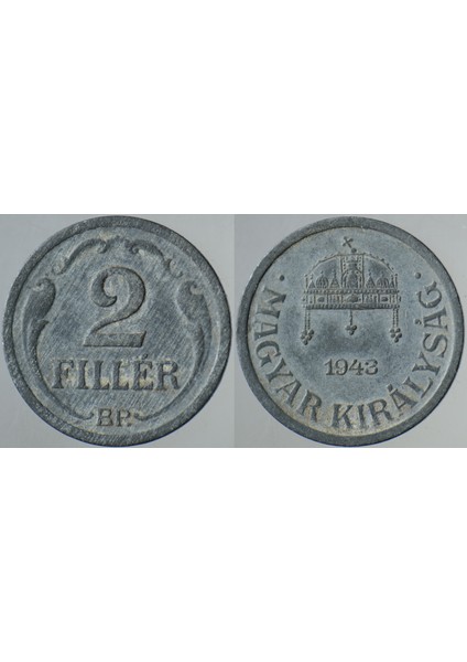 Macaristan 2 Filler 1943 Ikinci Dünya Savaşı Dönemi Çinko.