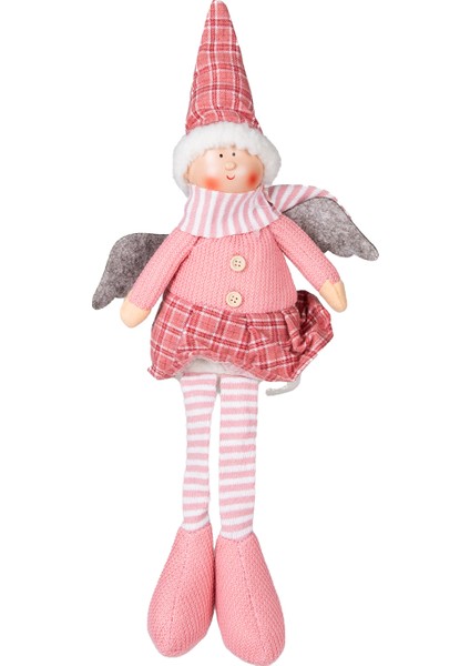 Yılbaşı Süsü, Oturan Kanatlı Peri Figürü, Pembe - 17X53 cm
