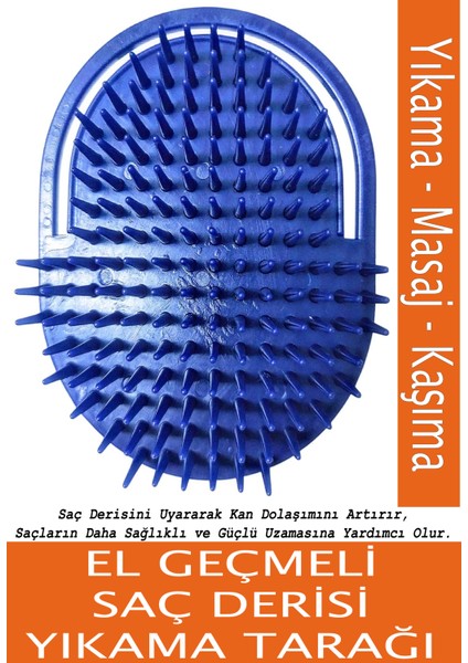 El Geçmeli Saç Derisi Yıkama Tarağı - Masaj ve Kaşıma Tarağ