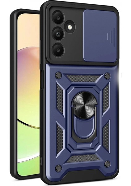 Samsung Galaxy M15 Kılıf Pars Lens Yüzüklü Silikon - Lacivert (K95)