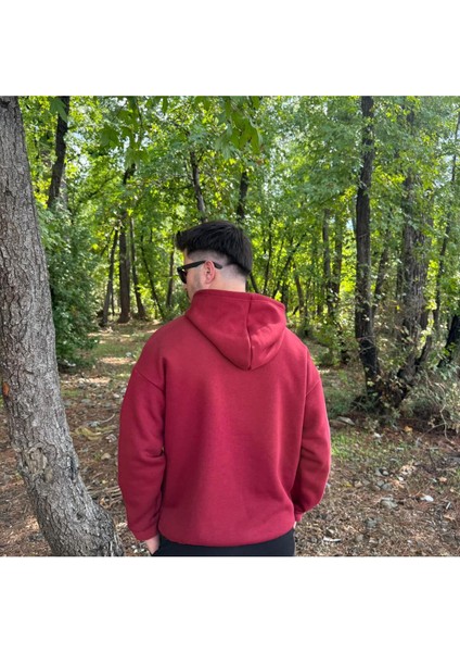 Erkek 3 Iplik Basic Oversize Kanguru Cepli Kapüşonlu Sweatshirt fırsatları