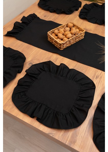 Lira | Siyah 7 Parça Fırfırlı Sofra Sunum Seti 40 x 110 indirimleri