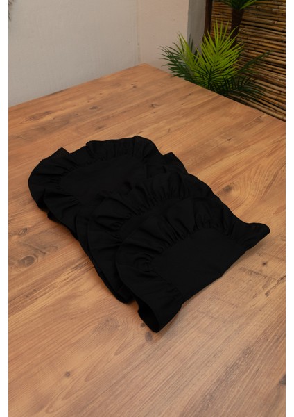 Lira | Siyah 7 Parça Fırfırlı Sofra Sunum Seti 40 x 110