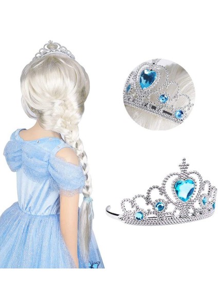 Karlar Ülkesi Elsa Mavi Kalpli Taç ve Mavi Asa Seti Çocuk Boy (5067) modelleri