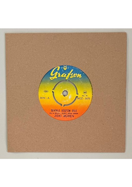 Zeki Müren Seninle Düştüm Dile - Aşk Yalanmış 45 Lik Plak (Orijnal Dönem Baskı Plak)