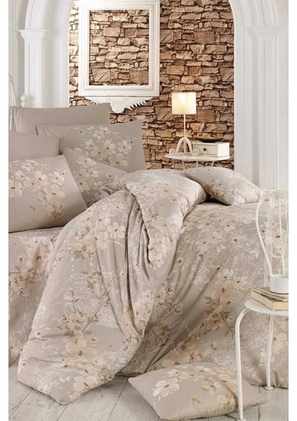 Çift Kişilik Nevresim Takımı Pamuklu Bej Bahar