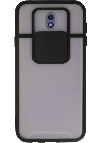 CPT16 Samsung Galaxy J7 Pro / J730 Kılıf Palm Buzlu Kamera Sürgülü Silikon - Siyah