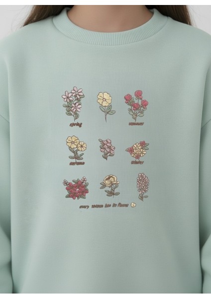 Kız Çocuk Çiçek Nakışlı Sweatshirt fırsatları