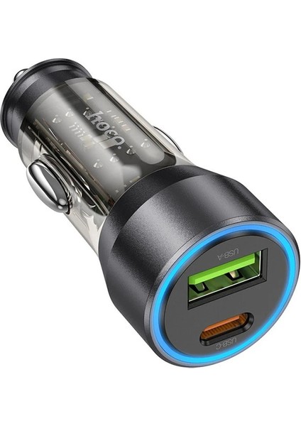 Hoco NZ12A Action PD43W USB + Type-C Hızlı Şarj Araç Çakmaklı Şarj ALETI-(1903)