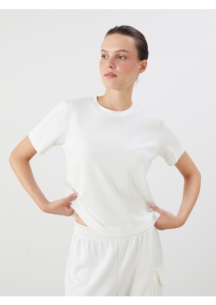 Yeni Sezon Bisiklet Yaka Nakışlı Kadın Tişört