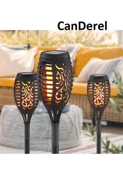 1 Adet Alev Efektli Solar LED Güneş Enerjili Bahçe Lambası Aydınlatması Armatür 51 cm modelleri