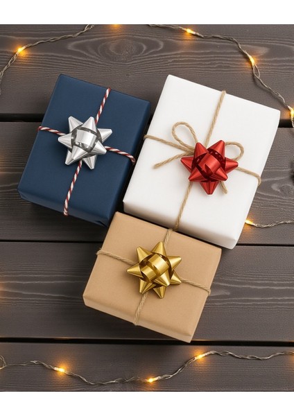 Hediye Paketleme Seti, 12 Adet Metalik Rafya- Twine Baker & Jüt Ip - 20M, 1 Adet Bant ve Makinesi modelleri