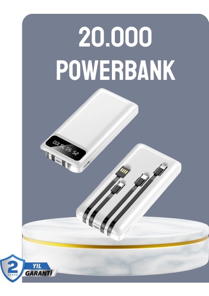 Hızlı Şarj Destekli 20.000MAH Powerbank USB Type-C Lightning LCD