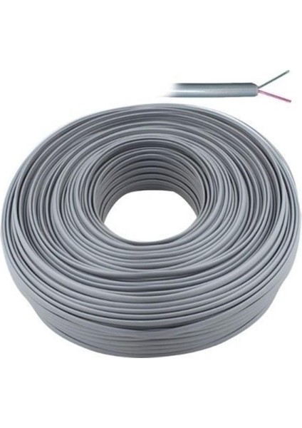 Lan LN-TEL44 Gri 2 Li Flat Köken 100 Metre Telefon Kablosu