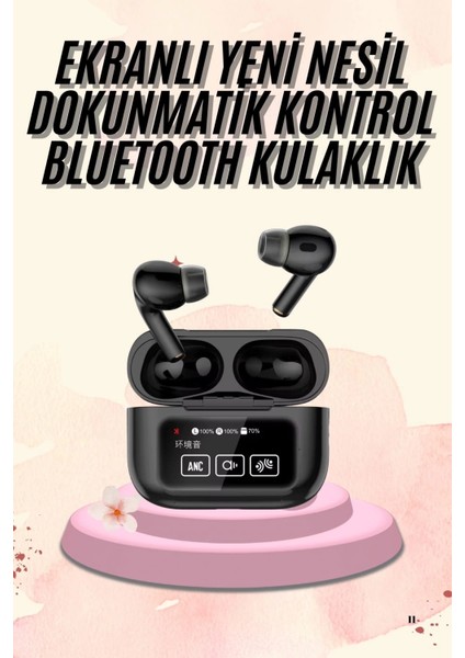 Kulak Içi Bluetooth Kulaklık Ekranlı Müzik Dinleme Çağrı Cevaplama Siyah