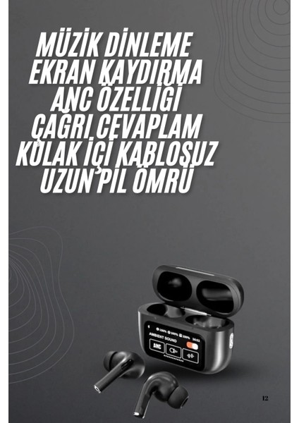 Kulak Içi Bluetooth Kulaklık Ekranlı Müzik Dinleme Çağrı Cevaplama Siyah fiyatları