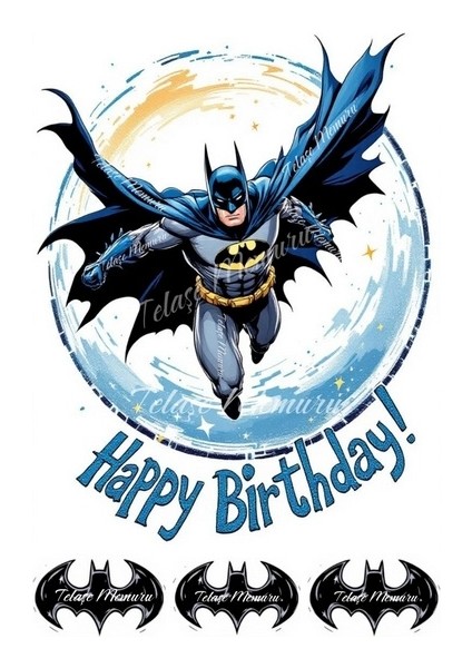 Batman Pasta Süsü - Pasta Resmi ve Baskısı - Batman Doğum Günü Yenilebilir Kağıt Baskı 9