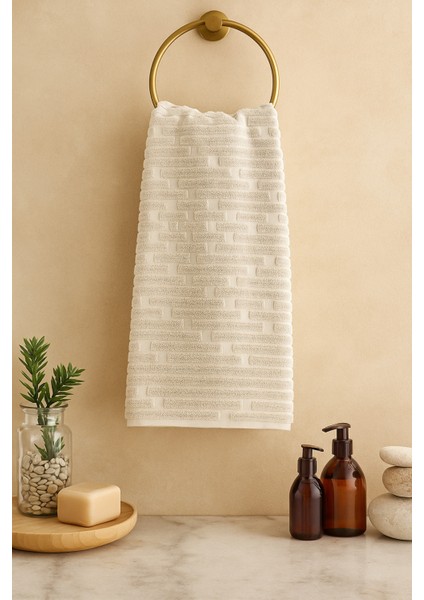 %100 Pamuklu 2’li Ekru El Havlusu Seti – 50X90 cm | Doğal Yumuşaklık, Şık ve Zarif