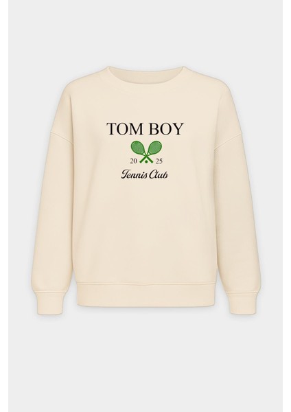 Kadın Premium Kumaş Şardonlu Baskılı Oversize Sweatshirt