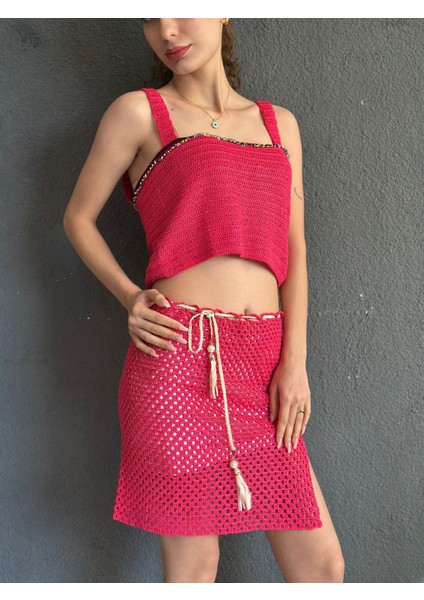 El Örgüsü Pembe Etek Büstiyer Takım fiyatları