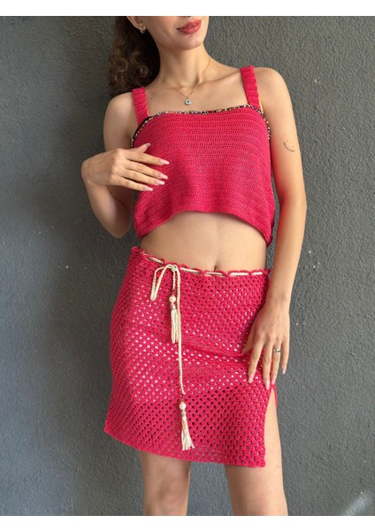 El Örgüsü Pembe Etek Büstiyer Takım fırsatları