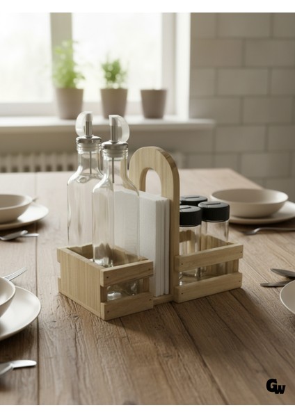 Ahşap Doğal Baharatlık Yağdanlık ve Peçetelik Takımı(Set)(Kavak-Ihlamur) fiyatları