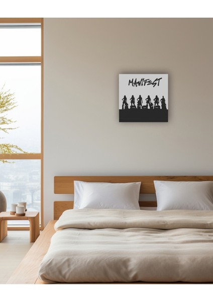 Manifest Grup Temalı 18X18CM Örgü Kabartma Desenli Sert Plastik Plaka Duvar Süsü fiyatları