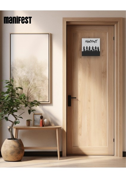 Manifest Grup Temalı 18X18CM Örgü Kabartma Desenli Sert Plastik Plaka Duvar Süsü modelleri