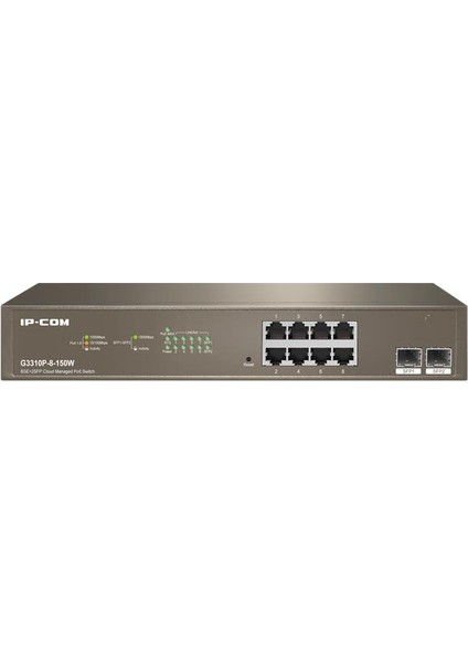 Ip-Com G3310P-8-150W 8 Port Gıgabıt + 2X1GB Sfp Uplınk L2/cloud Yönetilebilir Rack 130W Poe Swıtch