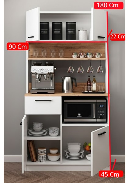 Modern Kahve Köşesi ve Çok Amaçlı Mutfak Dolabı 1. Sınıf Mdf