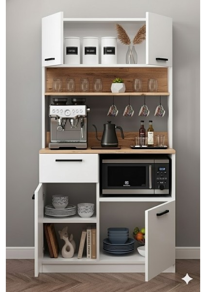 Modern Kahve Köşesi ve Çok Amaçlı Mutfak Dolabı 1. Sınıf Mdf modelleri