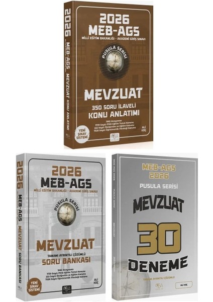 Cba Akademi 2026 Meb-Ags Mevzuat Konu Anlatımı + Soru Bankası + 30 Deneme 3 Lü Set Pusula Serisi - Ali Koç Cba Akademi